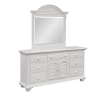 Commode triple à 7 tiroirs blanc antique avec miroir en option – Style côtier, usage familial