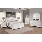 Commode triple à 7 tiroirs blanc antique avec miroir en option – Style côtier, usage familial