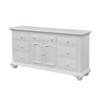 Commode triple à 7 tiroirs blanc antique avec miroir en option – Style côtier, usage familial
