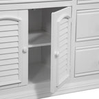 Commode triple à 7 tiroirs blanc antique avec miroir en option – Style côtier, usage familial