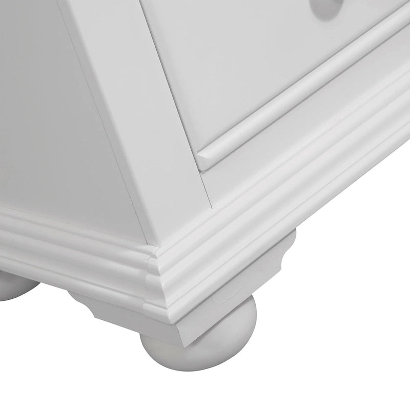 Commode triple à 7 tiroirs blanc antique avec miroir en option – Style côtier, usage familial