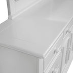 Commode triple à 7 tiroirs blanc antique avec miroir en option – Style côtier, usage familial