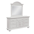 Commode triple à 7 tiroirs blanc antique avec miroir en option – Style côtier, usage familial