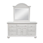 Commode triple à 7 tiroirs blanc antique avec miroir en option – Style côtier, usage familial