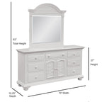 Commode triple à 7 tiroirs blanc antique avec miroir en option – Style côtier, usage familial