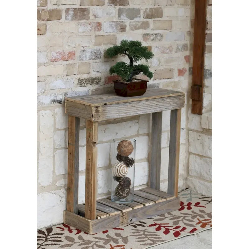 Console d'entrée à lattes en bois de récupération rustique marron – Unité unique