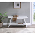 Banc en bois massif blanc avec étagère de rangement – Style fermier, 1 à 2 places
