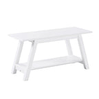 Banc en bois massif blanc avec étagère de rangement – Style fermier, 1 à 2 places