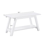 Banc en bois massif blanc avec étagère de rangement – Style fermier, 1 à 2 places