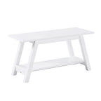 Banc en bois massif blanc avec étagère de rangement – Style fermier, 1 à 2 places