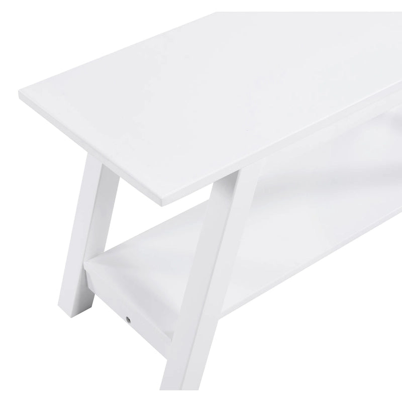 Banc en bois massif blanc avec étagère de rangement – Style fermier, 1 à 2 places