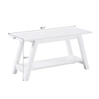 Banc en bois massif blanc avec étagère de rangement – Style fermier, 1 à 2 places