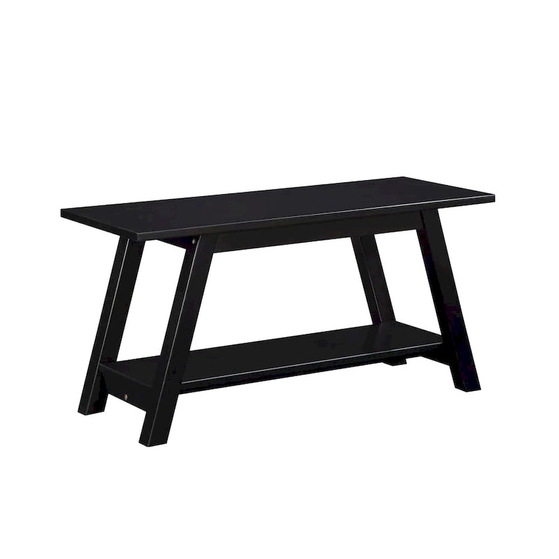Banc en bois massif blanc avec étagère de rangement – Style fermier, 1 à 2 places