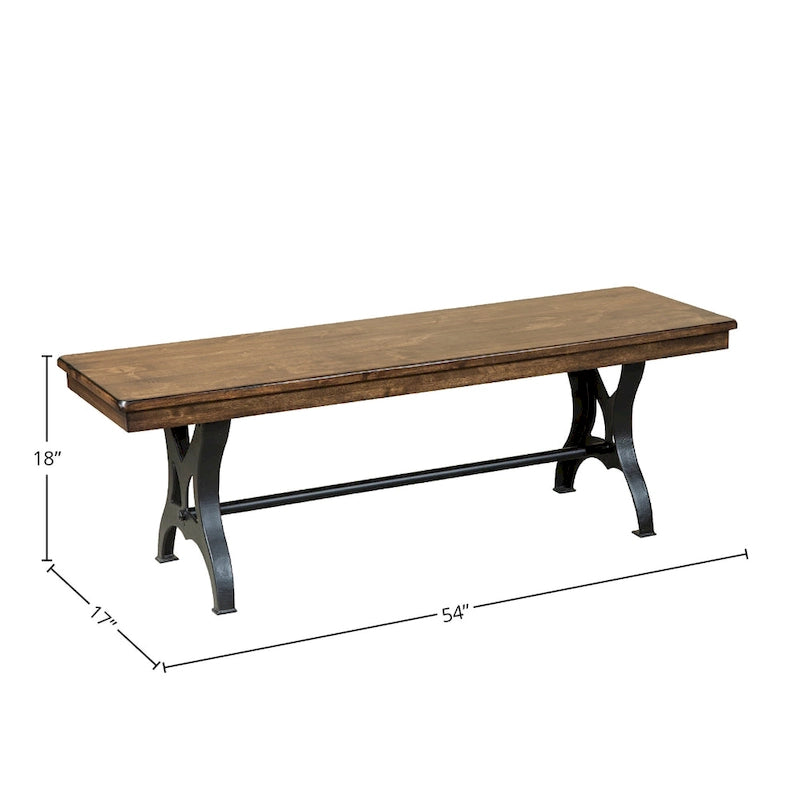 Banc de salle à manger sans dossier avec finition cuivre, assise en bouleau et piètement en métal moulé – Monoplace