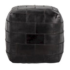 Pouf / Repose-pieds en cuir patchwork marron / gris / expresso / noir – Style industriel, pour 1 personne