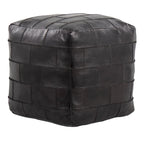 Pouf / Repose-pieds en cuir patchwork marron / gris / expresso / noir – Style industriel, pour 1 personne