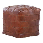 Pouf / Repose-pieds en cuir patchwork marron / gris / expresso / noir – Style industriel, pour 1 personne