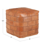 Pouf / Repose-pieds en cuir patchwork marron / gris / expresso / noir – Style industriel, pour 1 personne