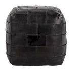 Pouf / Repose-pieds en cuir patchwork marron / gris / expresso / noir – Style industriel, pour 1 personne