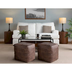 Pouf / Repose-pieds en cuir patchwork marron / gris / expresso / noir – Style industriel, pour 1 personne