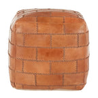 Pouf / Repose-pieds en cuir patchwork marron / gris / expresso / noir – Style industriel, pour 1 personne