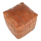 Pouf / Repose-pieds en cuir patchwork marron / gris / expresso / noir – Style industriel, pour 1 personne