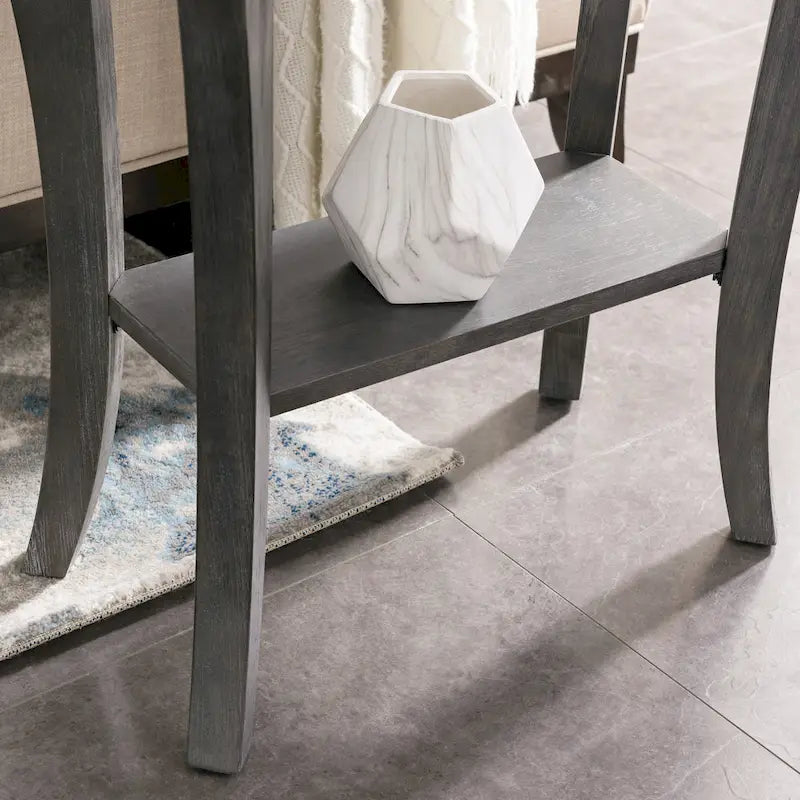 Table d'appoint étroite avec étagère – Gris / Cerisier Chocolat, un utilisateur