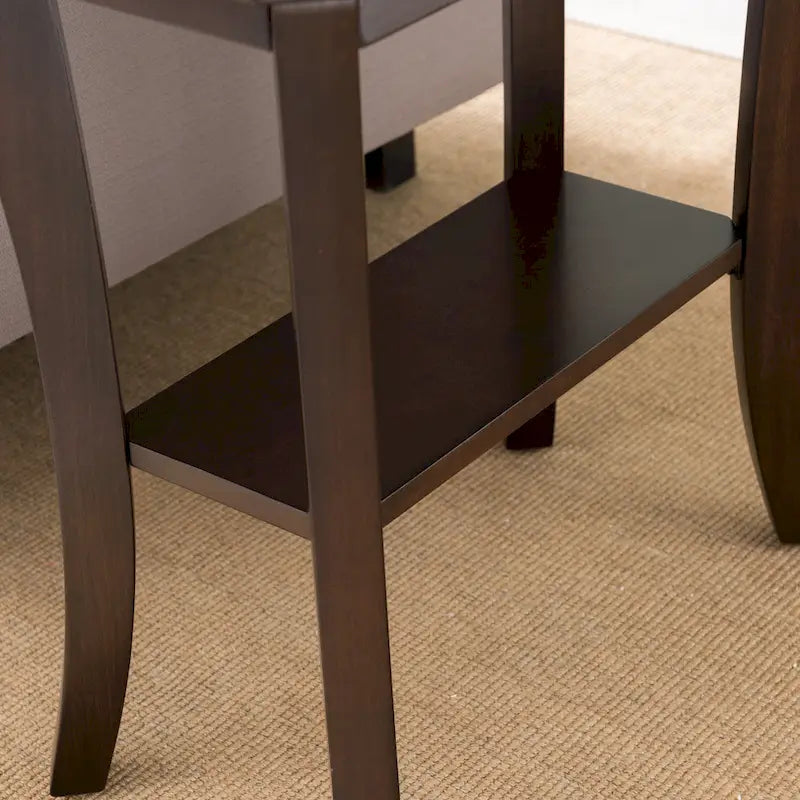 Table d'appoint étroite avec étagère – Gris / Cerisier Chocolat, un utilisateur