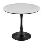Table à manger ronde en marbre et chêne clair avec pied central – 90 cm ou 119 cm, 2 à 4 places