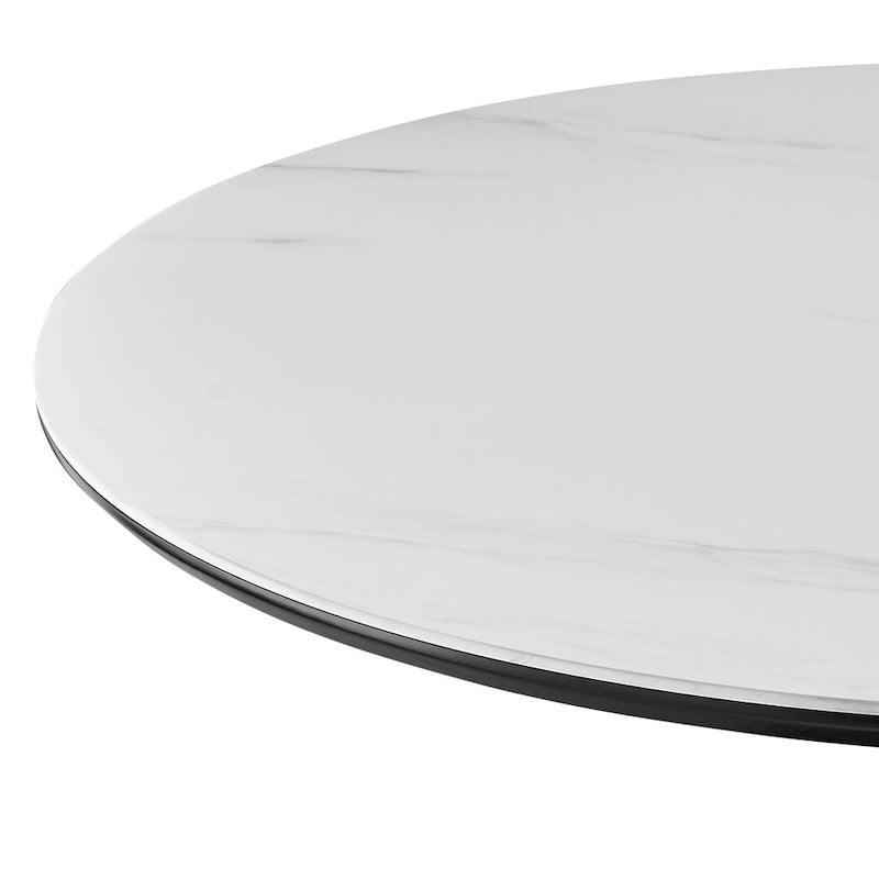 Table à manger ronde en marbre et chêne clair avec pied central – 90 cm ou 119 cm, 2 à 4 places