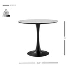 Table à manger ronde en marbre et chêne clair avec pied central – 90 cm ou 119 cm, 2 à 4 places