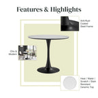 Table à manger ronde en marbre et chêne clair avec pied central – 90 cm ou 119 cm, 2 à 4 places
