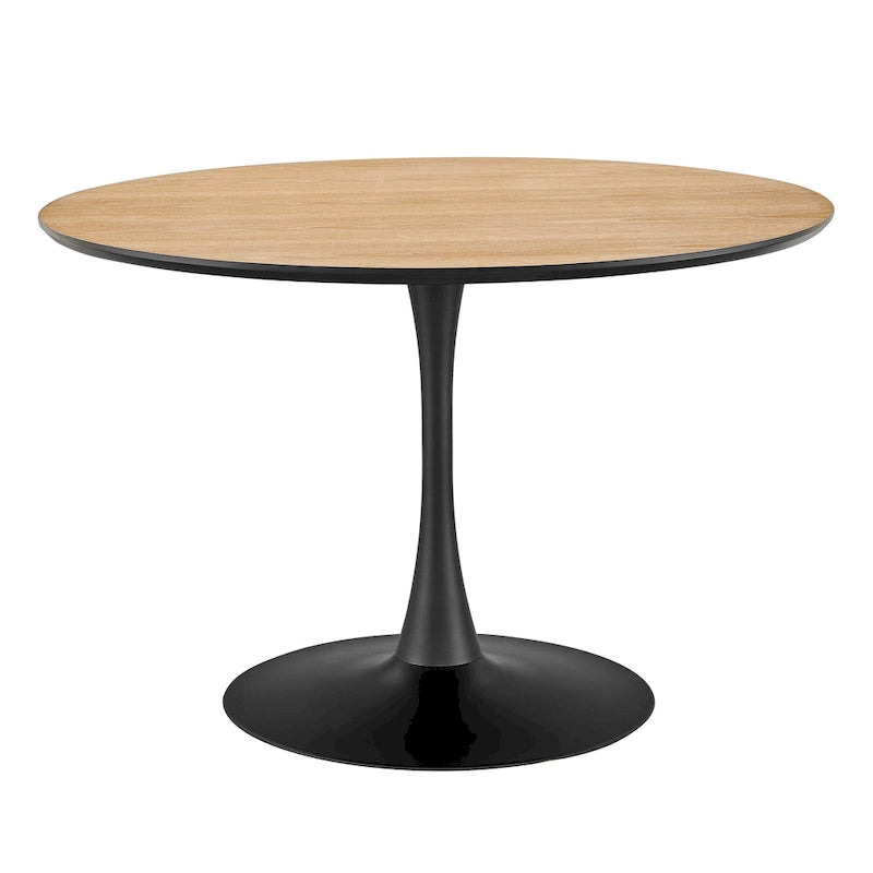 Table à manger ronde en marbre et chêne clair avec pied central – 90 cm ou 119 cm, 2 à 4 places