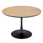 Table à manger ronde en marbre et chêne clair avec pied central – 90 cm ou 119 cm, 2 à 4 places