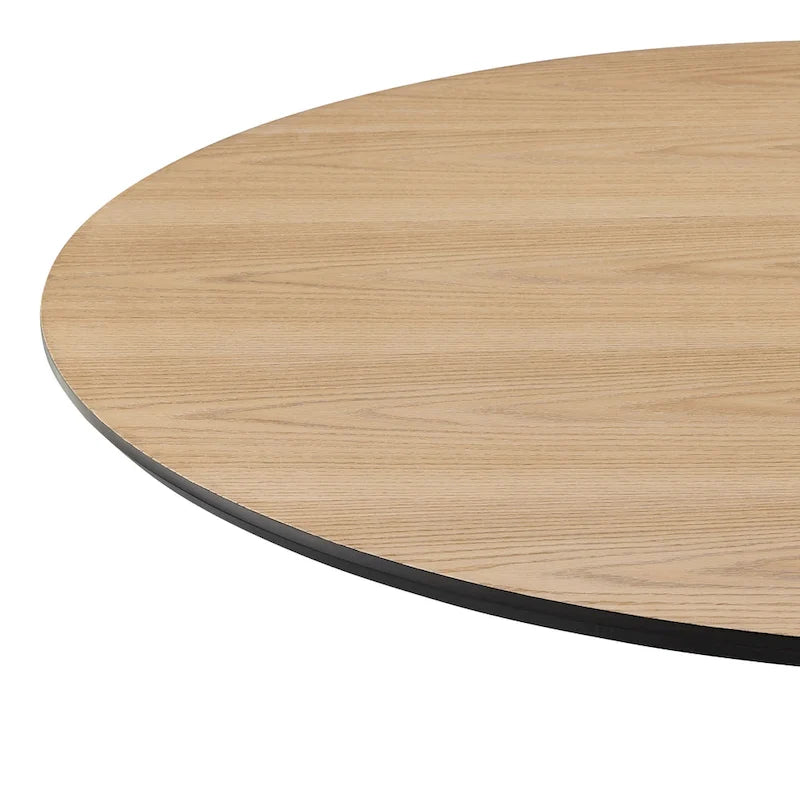Table à manger ronde en marbre et chêne clair avec pied central – 90 cm ou 119 cm, 2 à 4 places