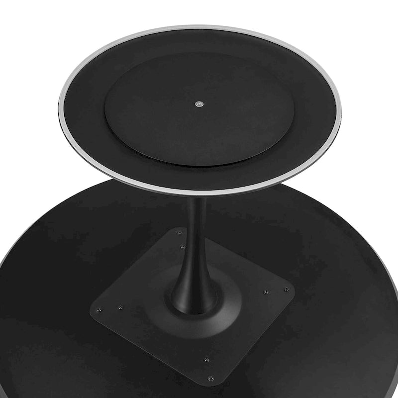 Table à manger ronde en marbre et chêne clair avec pied central – 90 cm ou 119 cm, 2 à 4 places