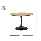 Table à manger ronde en marbre et chêne clair avec pied central – 90 cm ou 119 cm, 2 à 4 places