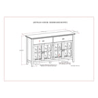Buffet de salle à manger en pin massif 4 portes avec panneaux en verre – Marron roussâtre / Marron châtaigne foncé / Noir – Meuble simple
