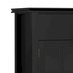 Buffet de salle à manger en pin massif 4 portes avec panneaux en verre – Marron roussâtre / Marron châtaigne foncé / Noir – Meuble simple
