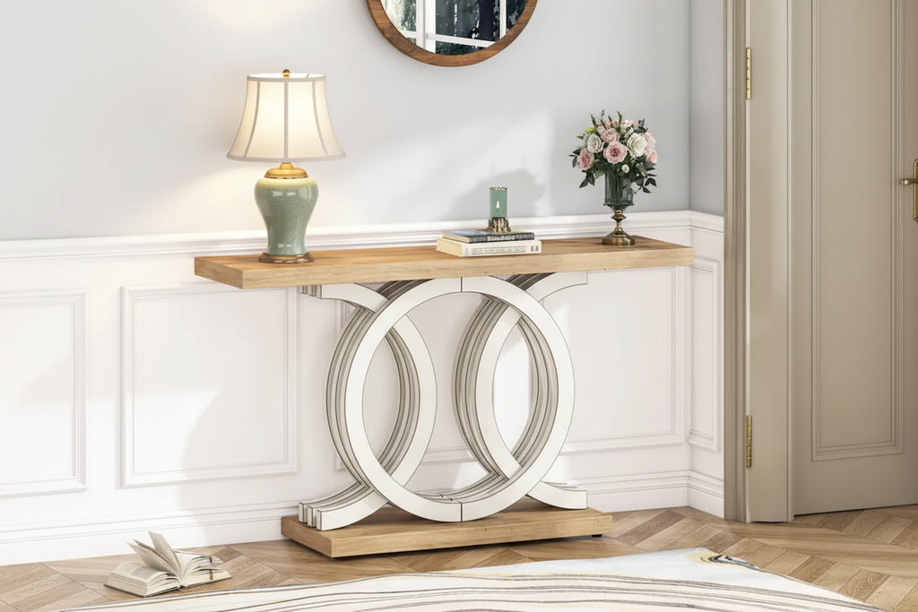 Farmhouse Console Sofa Table, 55 Inches Entryway Hallway Foyer Table