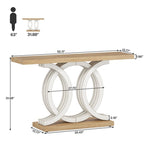 Table console à base géométrique de couleur marron clair/gris clair/blanc/naturel avec cadre incurvé – 55", unité simple