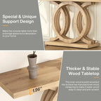 Table console à base géométrique de couleur marron clair/gris clair/blanc/naturel avec cadre incurvé – 55", unité simple