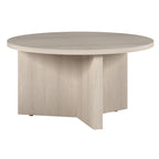Table basse ronde multicolore avec piètement en X – Style scandinave, pour 1 à 2 personnes