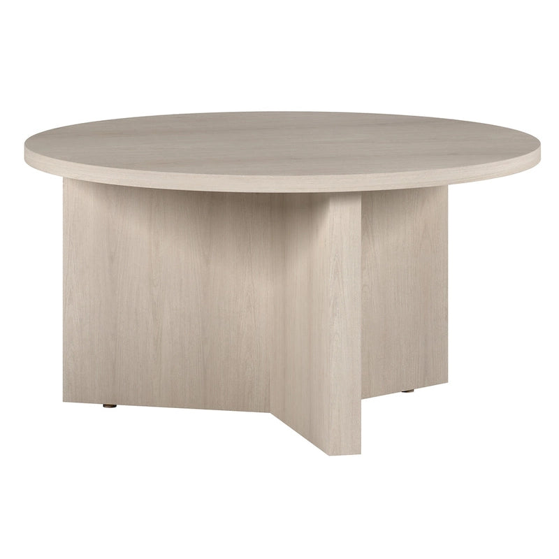 Table basse ronde multicolore avec piètement en X – Style scandinave, pour 1 à 2 personnes