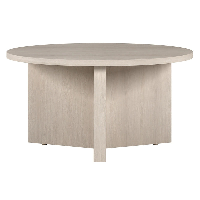 Table basse ronde multicolore avec piètement en X – Style scandinave, pour 1 à 2 personnes