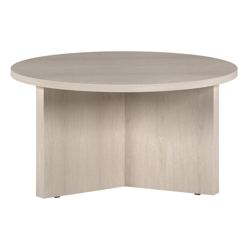 Table basse ronde multicolore avec piètement en X – Style scandinave, pour 1 à 2 personnes