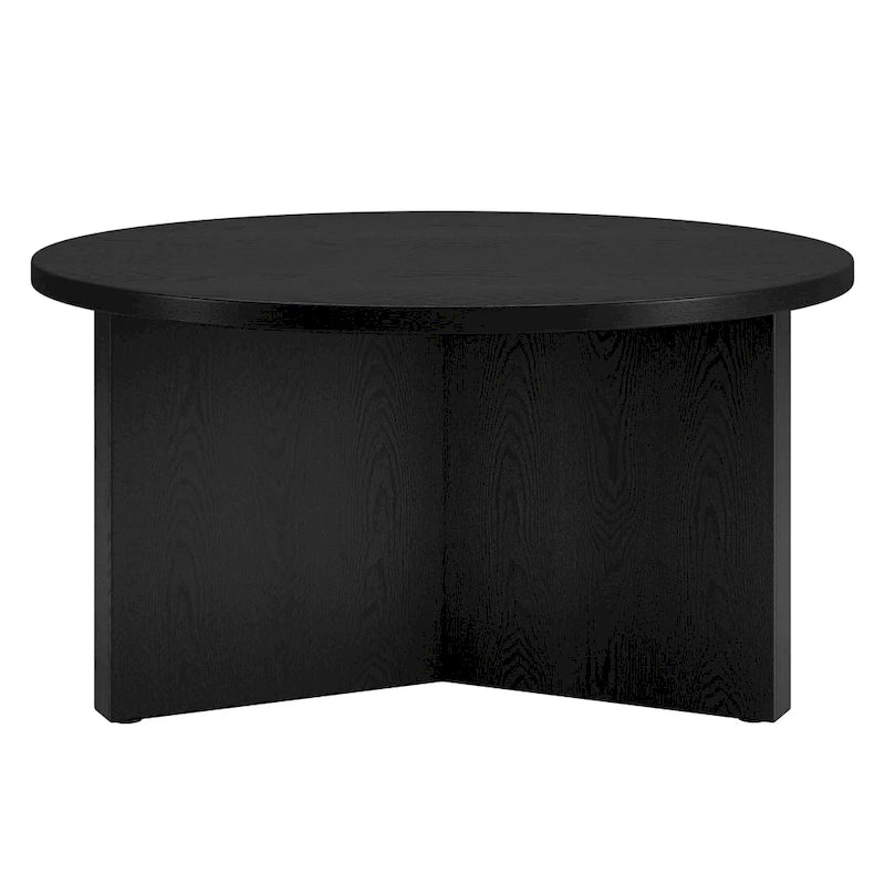 Table basse ronde multicolore avec piètement en X – Style scandinave, pour 1 à 2 personnes