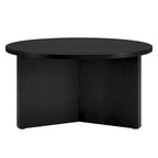 Table basse ronde multicolore avec piètement en X – Style scandinave, pour 1 à 2 personnes