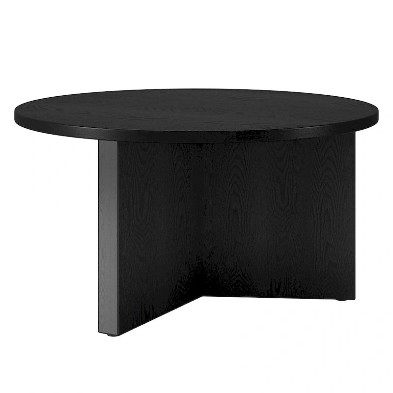 Table basse ronde multicolore avec piètement en X – Style scandinave, pour 1 à 2 personnes