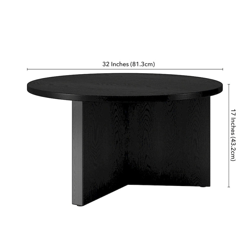 Table basse ronde multicolore avec piètement en X – Style scandinave, pour 1 à 2 personnes